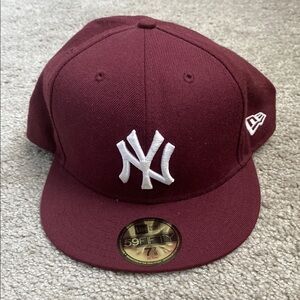 New Era Burgundy Cap with White NY Logo
